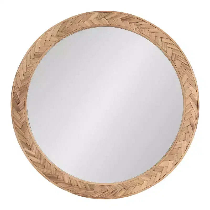 Kate & Laurel All Things Decor 24"x24" Braywood Round Mirror Brown