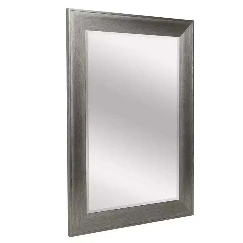 29.5" x 35.5" Metallic Raised Lip Frame Mirror Gray - Head West: Modern Rectangle, Beveled Glass, Wall Mount