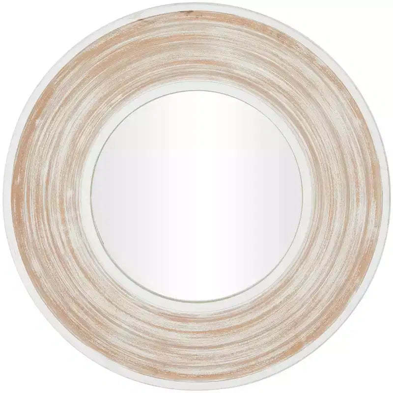 35"x35" Wooden Wall Mirror with White Wash Effect Cream - Olivia & May: No Assembly, MDF Frame, Indoor Use