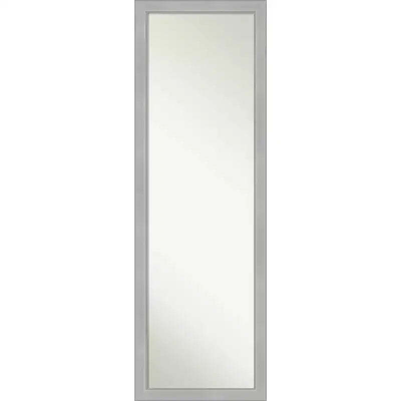 17" x 51" Vista Brushed Framed On the Door Mirror Nickel - Amanti Art: Polystyrene Frame, No Assembly Required