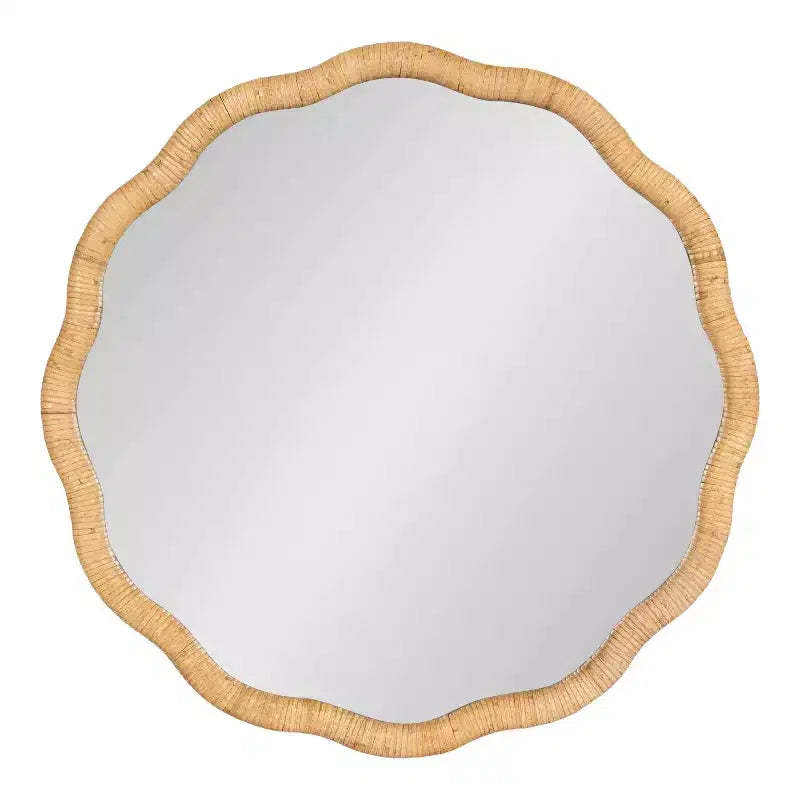 Kate & Laurel All Things Decor 26"x26" Rahfy Scallop Framed Wall Mirror Natural: Bohemian Style, No Assembly Required