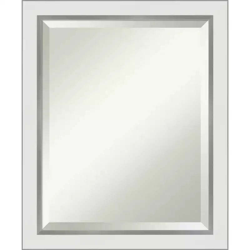 Amanti Art 19" x 23" Eva Narrow Framed Wall Mirror Silver : Modern Beveled, No Assembly Required