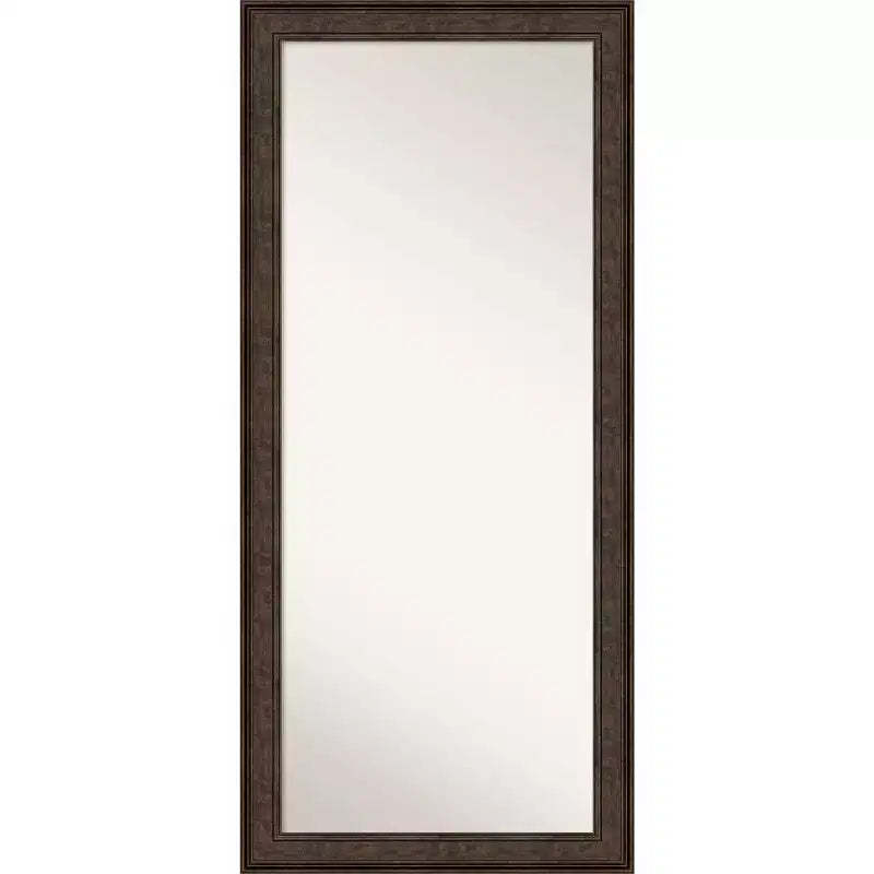 30" x 66" Non-Beveled Ridge Bronze Full Length Floor Leaner Mirror - Amanti Art: Includes Mounting Hardware
