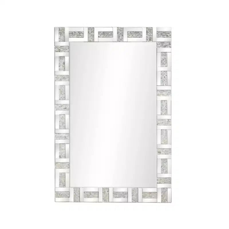 Wood Geometric Wall Mirror Silver - Olivia & May: Large Decorative, Entryway Rectangle, No Assembly Required