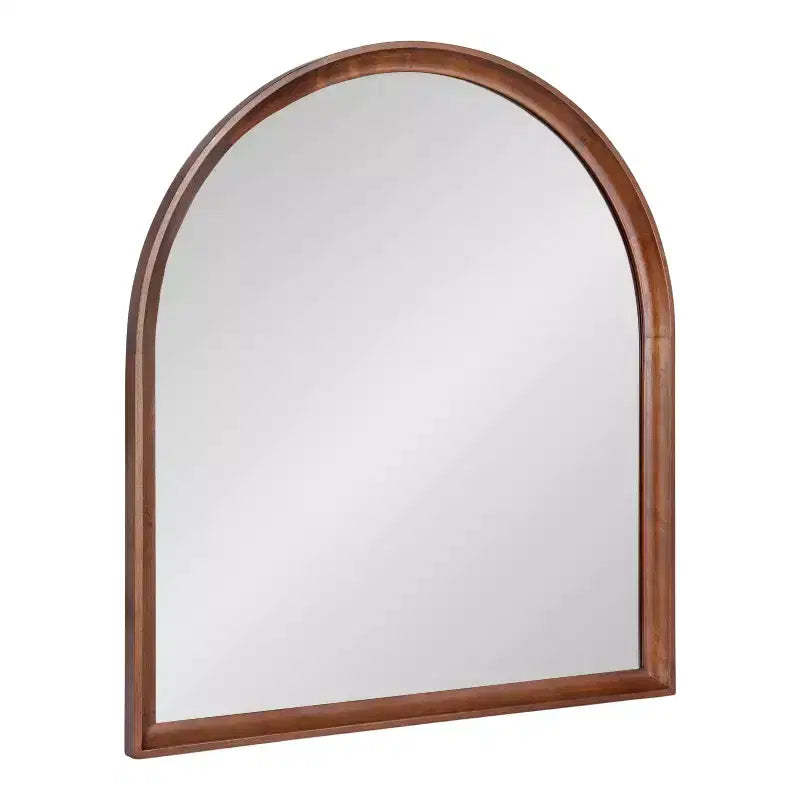 Kate & Laurel All Things Decor 32"X36" Hatherleigh Arch Wood Wall Mirror Walnut Brown
