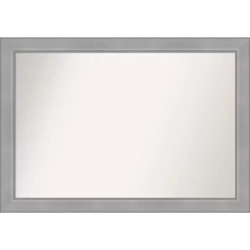 40" x 28" Non-Beveled Vista Brushed Nickel Wall Mirror - Amanti Art: Modern Rectangle, Polystyrene Frame