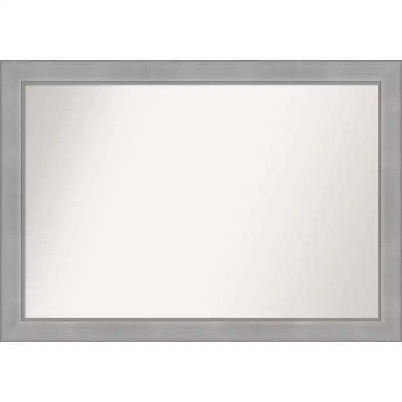 40" x 28" Non-Beveled Vista Brushed Nickel Wall Mirror - Amanti Art: Modern Rectangle, Polystyrene Frame