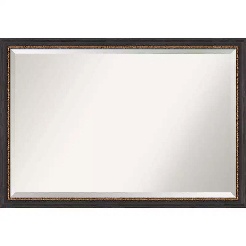 39" x 27" Beveled Ashton Black Wood Wall Mirror - Amanti Art: Modern Rectangular, No Assembly Required