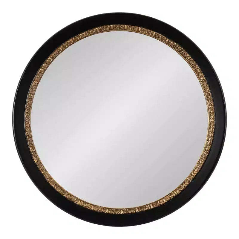 Kate & Laurel All Things Decor 26"x26" Wildomar Round Wall Mirror Black