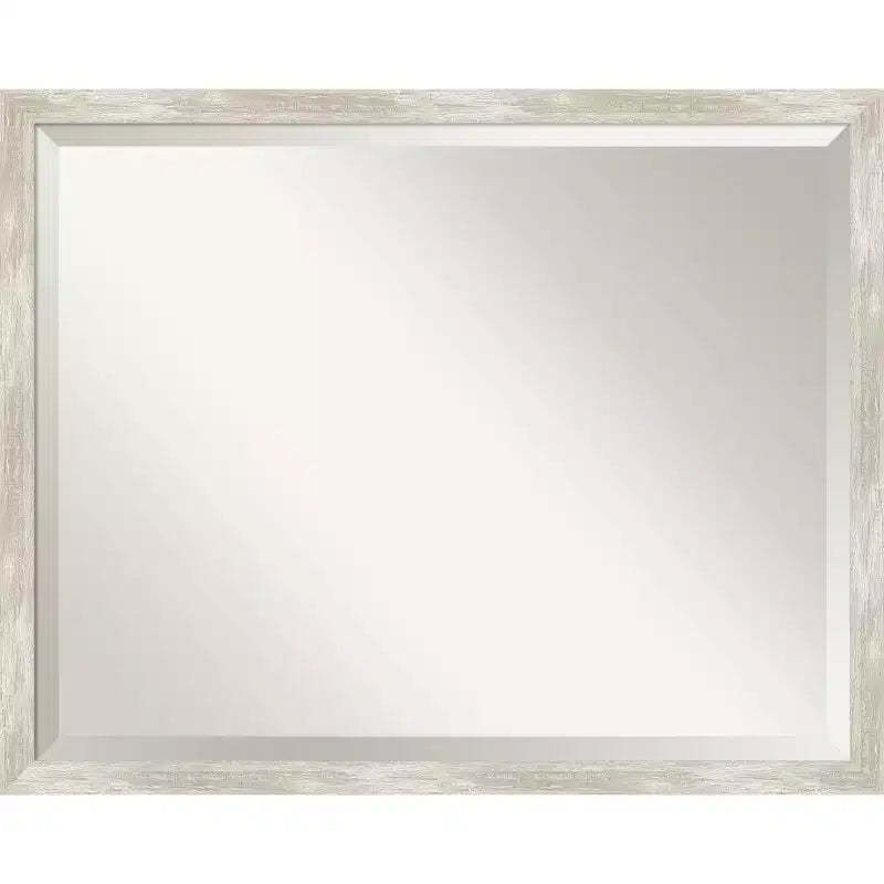 30" x 24" Crackled Metallic Narrow Framed Wall Mirror Silver - Amanti Art: Beveled, Polystyrene Frame, No Assembly