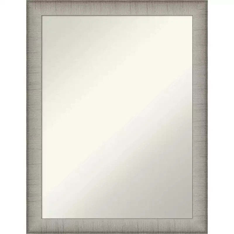 21" x 27" Brushed Pewter Wall Mirror for Bathroom Vanity - Amanti Art: Modern Rectangle, Polystyrene Frame