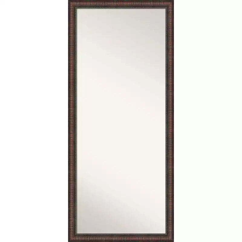 Amanti Art 28"x64" Non-Beveled Full Length Floor Leaner Caleb Brown Framed Mirror: Rustic Farmhouse Style, Polystyrene Frame