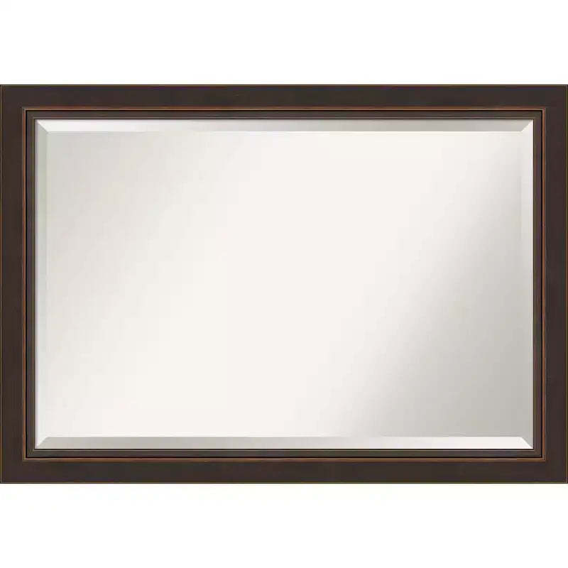 41" x 29" Beveled Lara Bronze Wood Wall Mirror - Amanti Art: Modern Rectangular, No Assembly Required