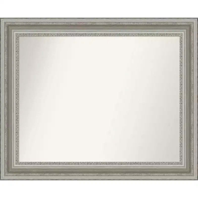 34" x 28" Non-Beveled Parlor Bathroom Wall Mirror Silver - Amanti Art: Modern Rectangle, Wall Mount