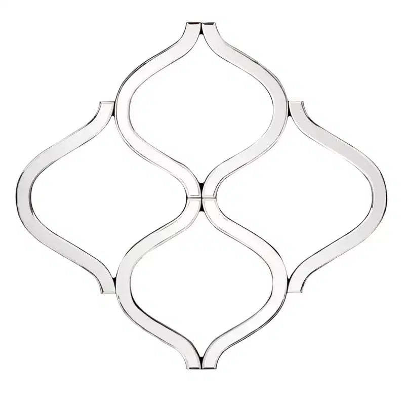 Howard Elliott Decorative Lattice Beveled Accent Wall Mirror Silver: Geometric, Interlocking, No Assembly Required, Wood Frame, Wall Mount