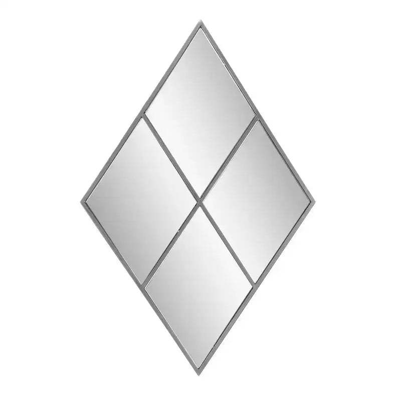 Howard Elliott 35.5"x23.5" Diamond Shaped Wall Mirror with Metal Windowpane Frame: Modern Decor, No Assembly Required