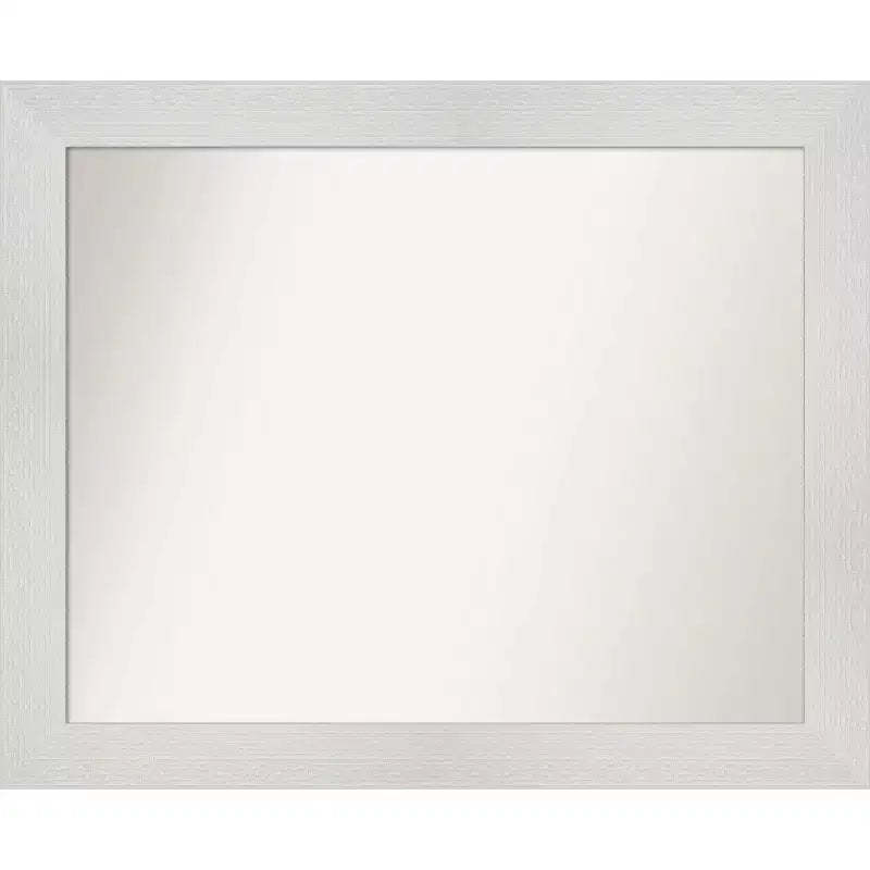 33" x 27" Non-Beveled Mosaic White Wall Mirror - Amanti Art: Modern Rectangle, Includes Mounting Hardware