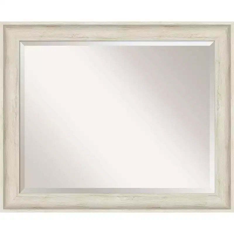 33" x 27" Regal Birch Framed Wall Mirror Cream - Amanti Art: Modern Beveled, No Assembly Required