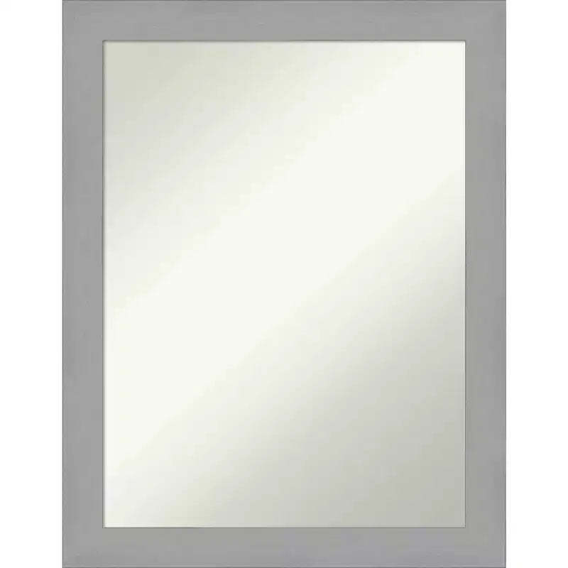 22" x 28" Non-Beveled Brushed Nickel Wall Mirror - Amanti Art: Modern Rectangle, Includes Mounting Hardware