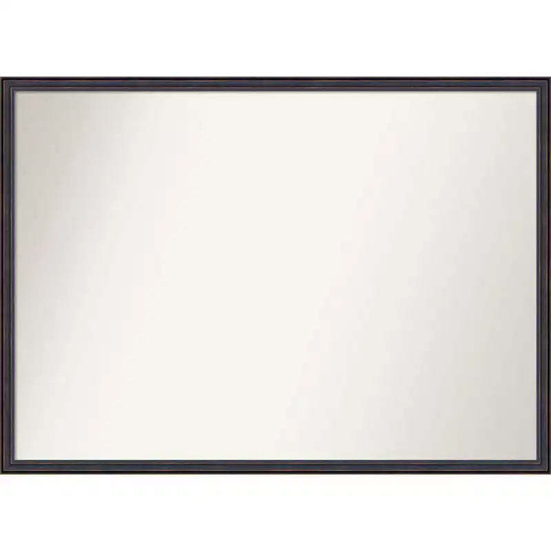 40" x 29" Non-Beveled Dark Bronze Scoop Wood Wall Mirror - Amanti Art