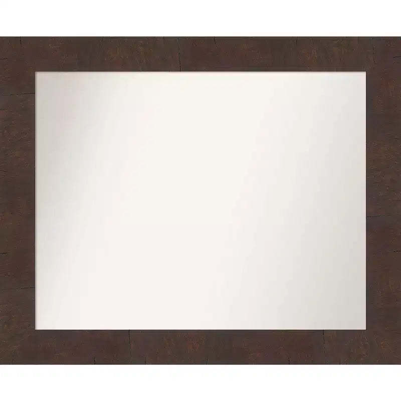 33" x 27" Non-Beveled Wildwood Brown Bathroom Wall Mirror - Amanti Art: Rectangle, Polystyrene Frame, Wall Mounted