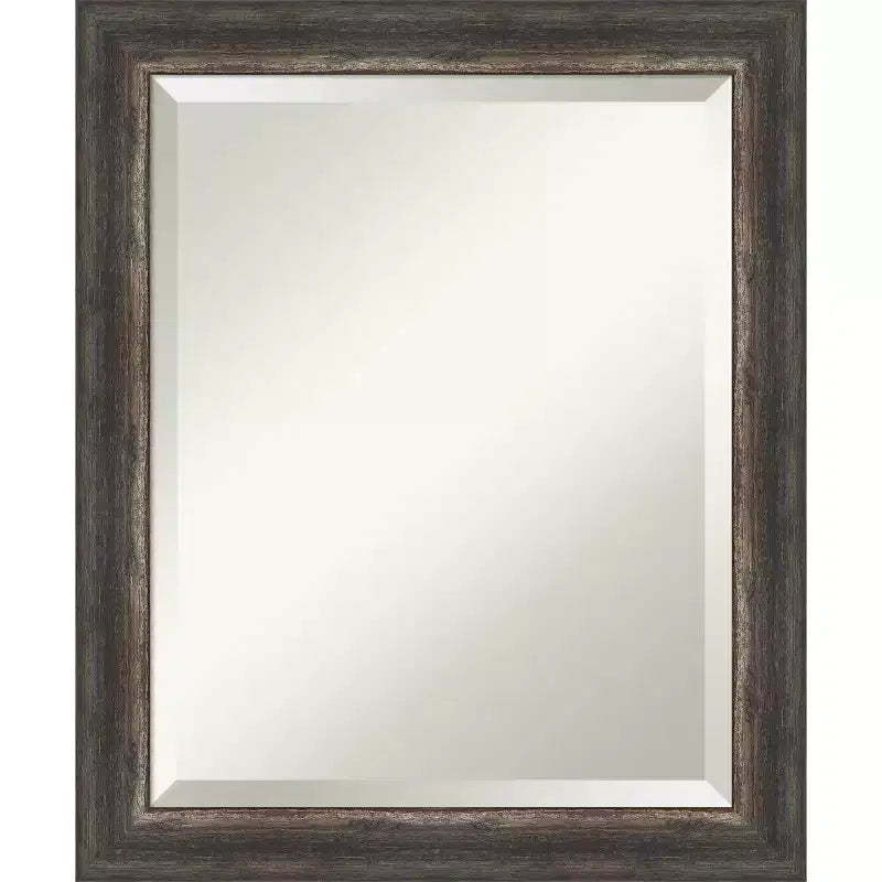 20" x 24" Bark Rustic Char Narrow Framed Wall Mirror Brown - Amanti Art: Beveled, No Assembly Required
