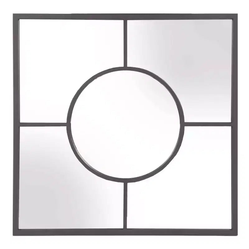 Howard Elliott 24"x24" Square Geometric Wall Mirror with Graphite Frame: Modern Decor, Metal, Wall Mount