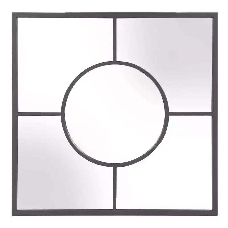 Howard Elliott 24"x24" Square Geometric Wall Mirror with Graphite Frame: Modern Decor, Metal, Wall Mount