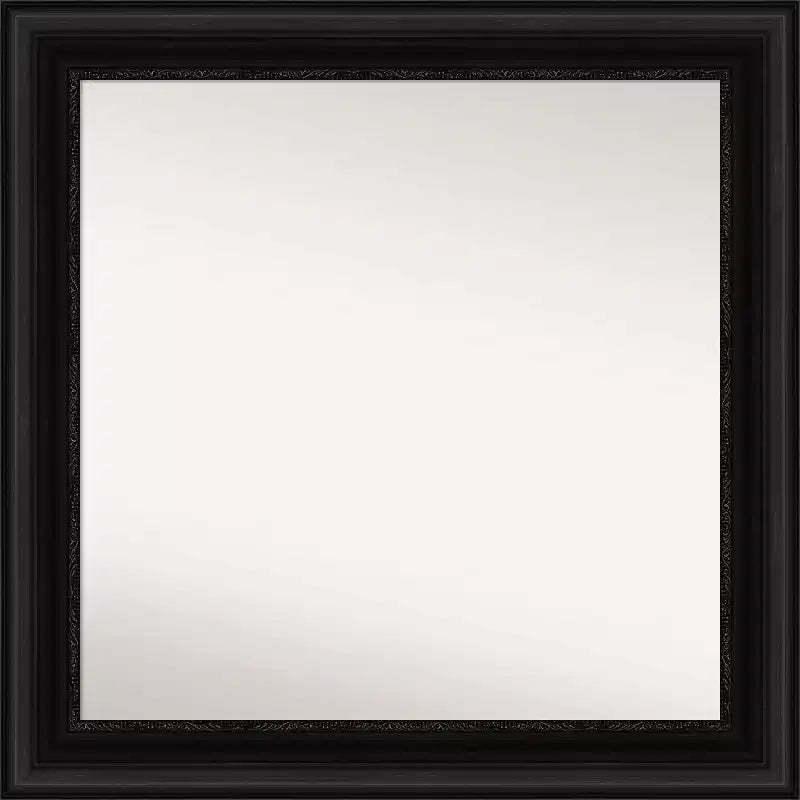 32"x32" Non-Beveled Parlor Bathroom Wall Mirror Black - Amanti Art: Modern Square, Wall Mount, Polystyrene Frame