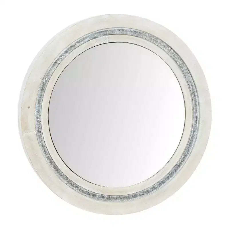 Wood Handmade Wall Mirror Distressing White - Olivia & May: Farmhouse Style, MDF Frame, No Assembly Required