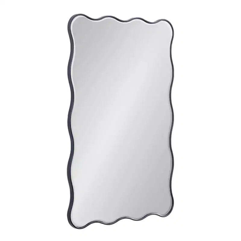 Kate & Laurel All Things Decor 24"X36" Viona Rectangle Scalloped Mirror Navy Blue