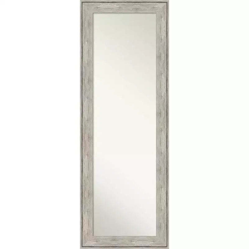 19" x 53" Crackled Framed On the Door Mirror Metallic - Amanti Art: Polystyrene Full Body, Over Door Mount