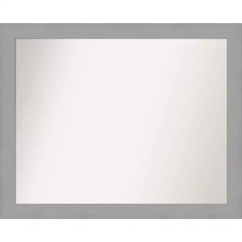 32" x 26" Non-Beveled Brushed Nickel Wall Mirror - Amanti Art: Modern Rectangular Decorative Mirror