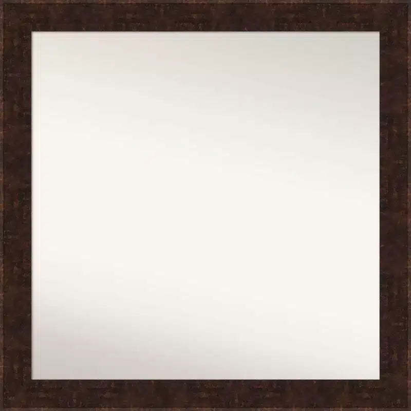 30" x 30" Non-Beveled William Mottled Bronze Narrow Bathroom Wall Mirror - Amanti Art: Modern Square Design, Polystyrene Frame