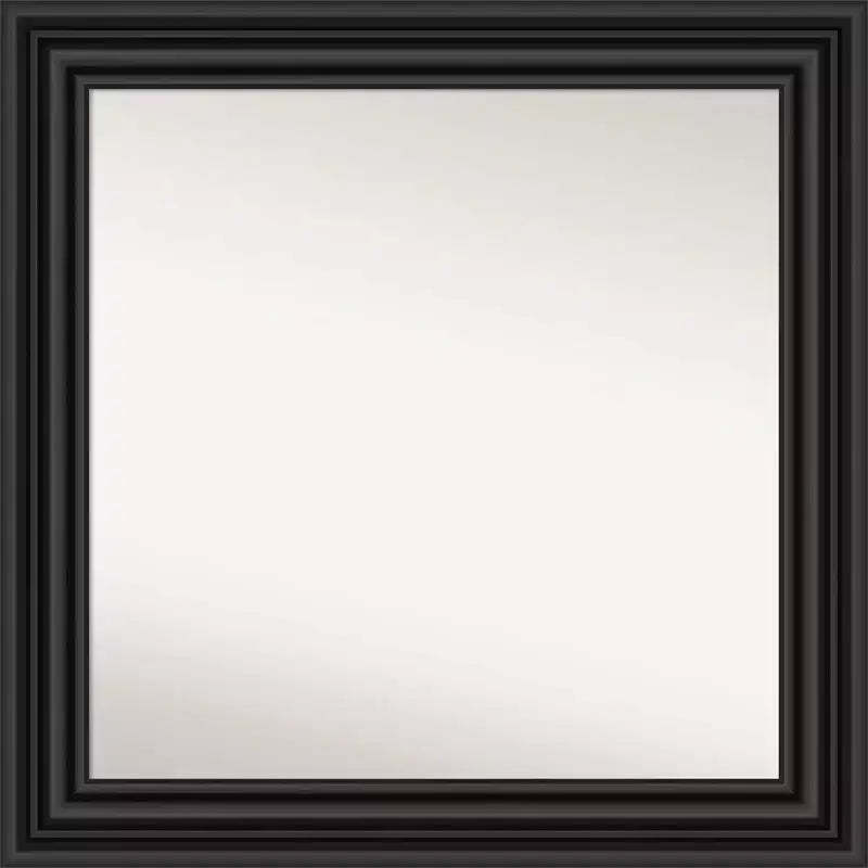 32" x 32" Non-Beveled Colonial Bathroom Wall Mirror Black - Amanti Art: Square, Wall Mount, Modern Style