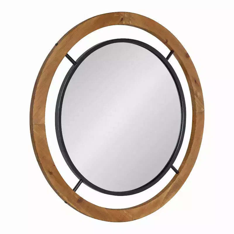 32" x 32" Whalen Round Wall Mirror Brown - Kate & Laurel All Things Decor: Shabby-Chic, No Assembly Required