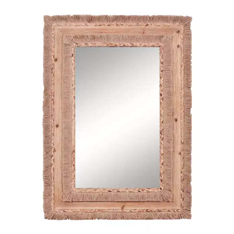 Bohemian Wood Rectangle Wall Mirror Brown - Olivia & May