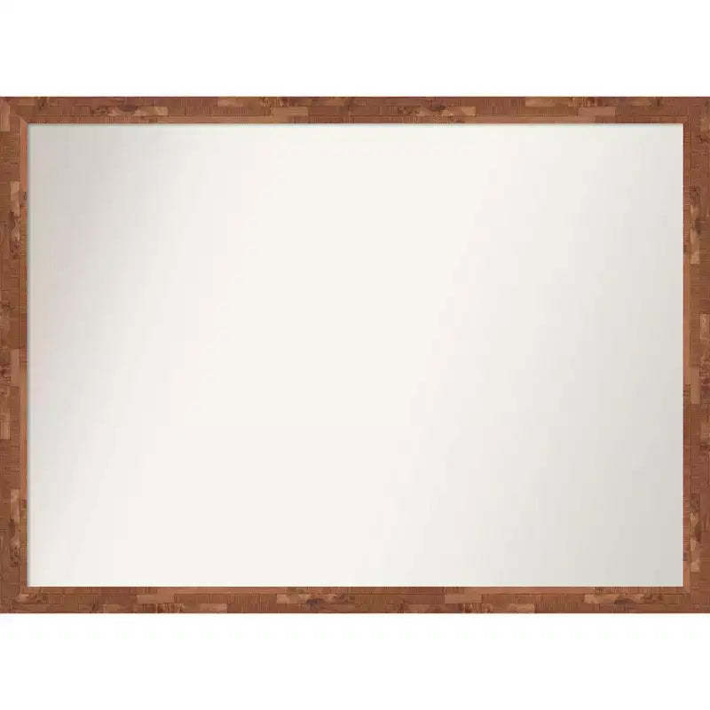 41" x 30" Non-Beveled Fresco Light Pecan Wood Wall Mirror - Amanti Art: Modern Rectangle, Includes Mounting Hardware