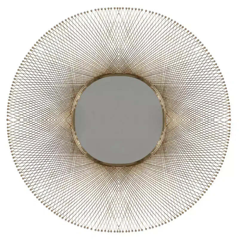 Metal Starburst Round Wall Mirror Gold - Olivia & May: Roulette Design, Modern Decor, No Assembly Required