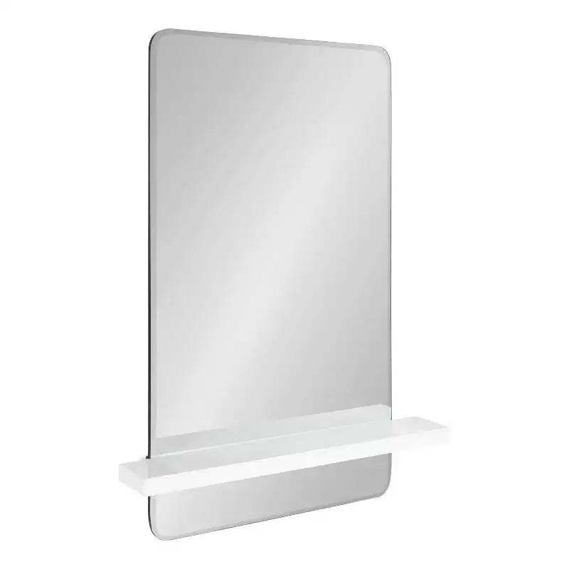 22" x 30" Fosset Frameless Mirror with Shelf White - Kate & Laurel All Things Decor: Chic Bathroom Vanity, Wall Mount