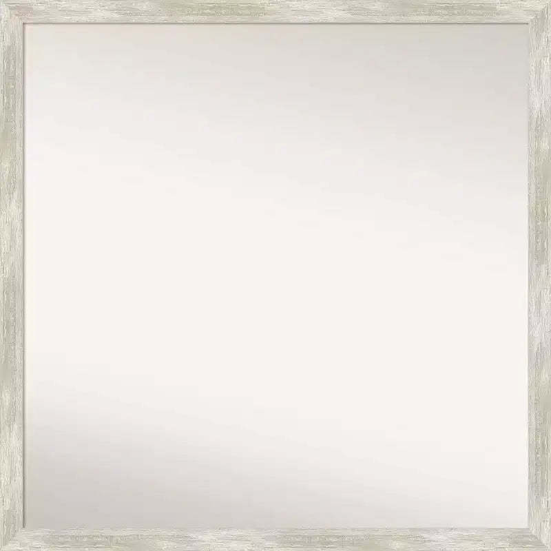28" x 28" Non-Beveled Crackled Narrow Bathroom Wall Mirror Metallic Silver - Amanti Art: Includes Mounting Hardware, Polystyrene Frame