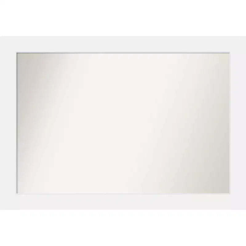 41" x 29" Non-Beveled Corvino White Wood Wall Mirror - Amanti Art: Modern Rectangle, Includes Mounting Hardware