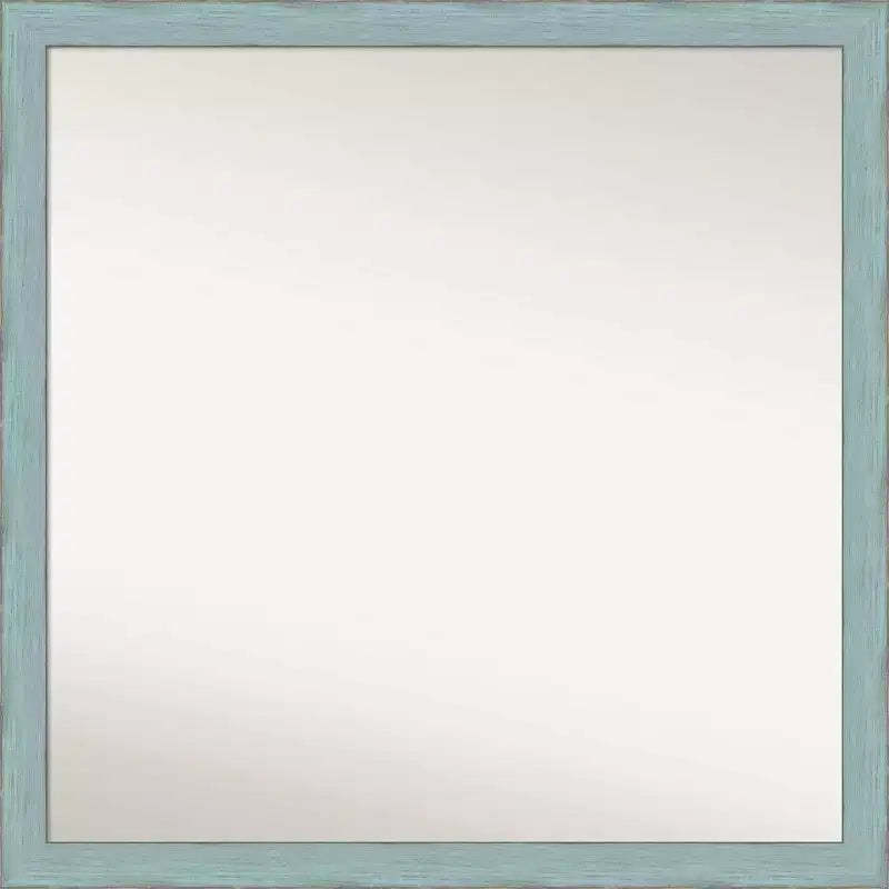 Amanti Art 28" x 28" Sky Blue Rustic Wood Wall Mirror, Square Frame