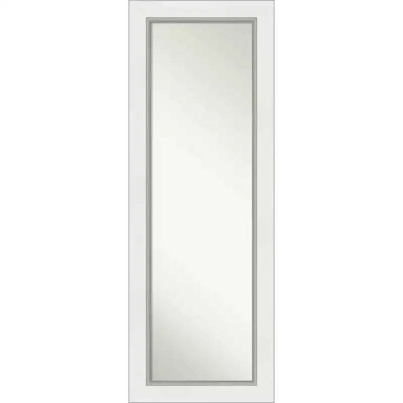 19" x 53" Eva White Silver Framed On the Door Mirror - Amanti Art: Wood Frame, No Assembly Required