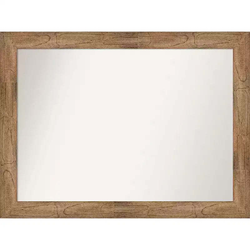 44" x 33" Non-Beveled Owl Wood Bathroom Wall Mirror Brown - Amanti Art: Modern Rectangle, Wall Mount, Wood Frame