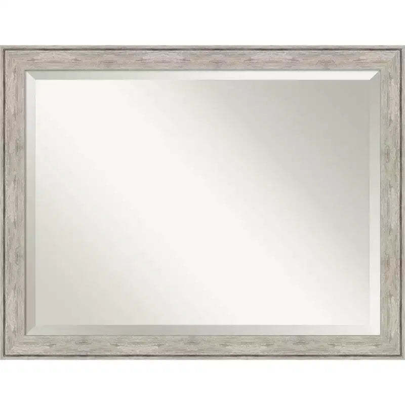 45" x 35" Crackled Metallic Framed Wall Mirror Silver - Amanti Art: Modern Rectangle Beveled, Polystyrene Frame, No Assembly Required