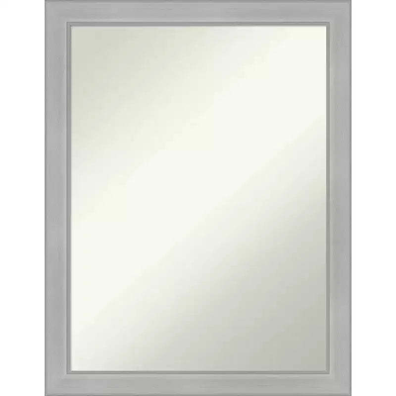 21" x 27" Non-Beveled Vista Brushed Nickel Narrow Wall Mirror - Amanti Art: Modern Rectangle, Includes Mounting Hardware