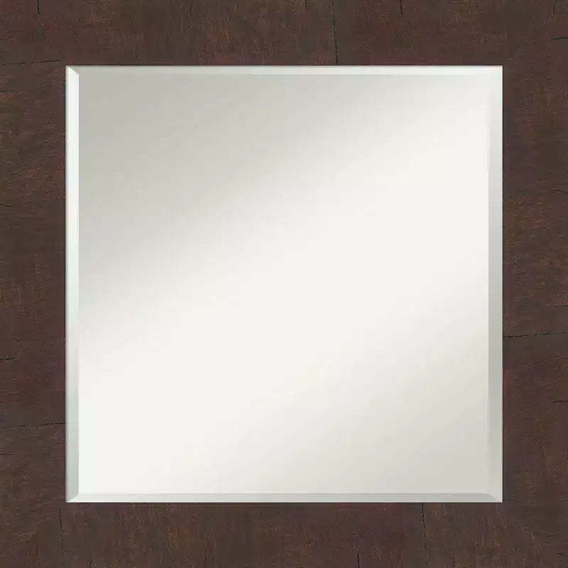 25" x 25" Wildwood Framed Wall Mirror Brown - Amanti Art: Modern Square Beveled, Polystyrene Frame