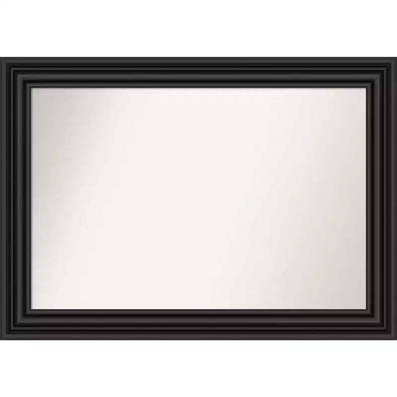 Amanti Art 42"x30" Non-Beveled Colonial Black Wall Mirror : Modern Style, Polystyrene Frame, Includes Mounting Hardware