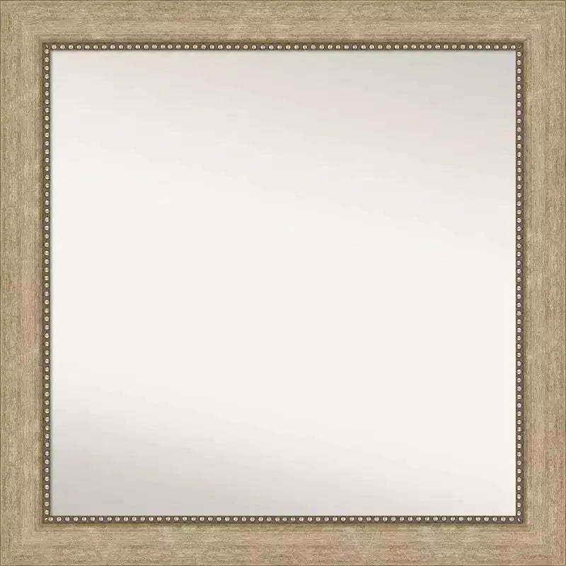 31" x 31" Non-Beveled Astor Champagne Wall Mirror - Amanti Art: Modern Square Framed, Includes Mounting Hardware